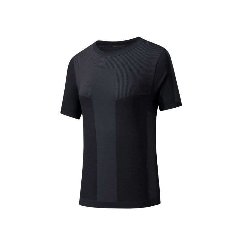 ANTA T Shirts Women's Black Crew Neck Moderate Straight Fit
