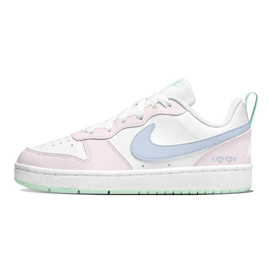 Nike Nike Court Borough Synthetic Leather Abrasion Resistant Slip Resistant Low top Skateboard Shoes Blue Pink Teenagers