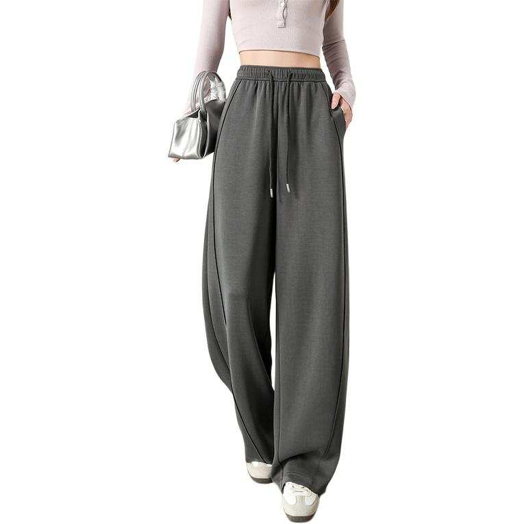 Tonlion Casual Pants Women's Dark Gray Moderate Straight Fit Pants