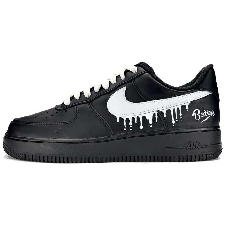 Nike Nike Air Force 1 Air Force Leather Cushioning Abrasion Resistant Low top Skateboard Shoes Unisex Black White