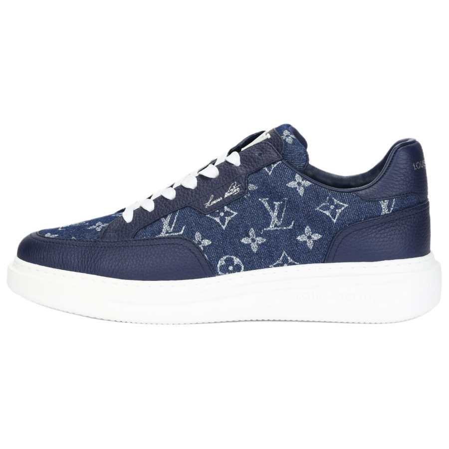LOUIS VUITTON Beverly Hills Cow Leather Low top Skateboard Shoes Men's Blue