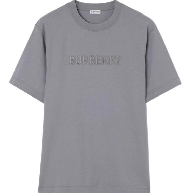 Burberry T Shirts Men's Gray Crew Neck Moderate Straight Fit