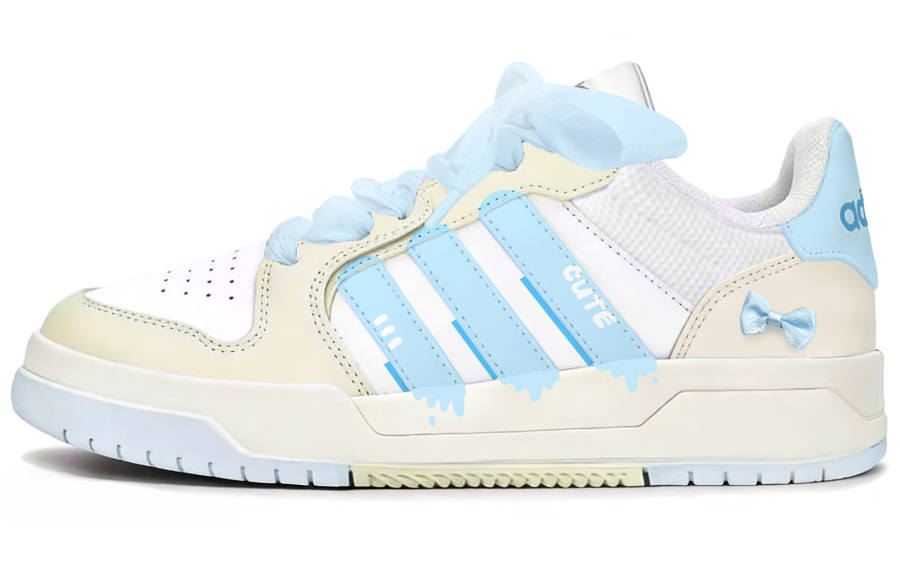 Adidas Adidas ENTRAP Cream Blue Island Slip Resistant Abrasion Resistant Low top Skateboard Shoes Men's White Blue