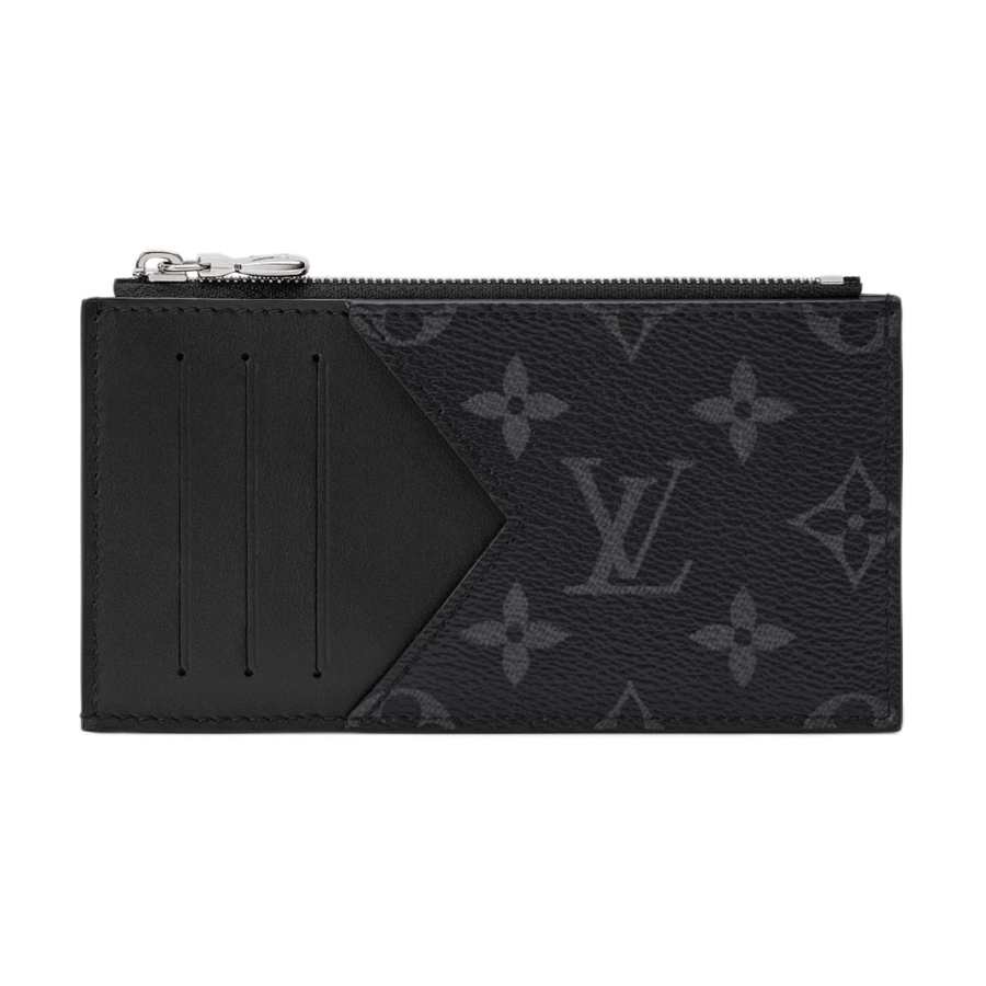 LOUIS VUITTON COIN Taiga Cow Leather With Monogram Eclipse Coated Canvas Card Holder Card Holder Men's Black