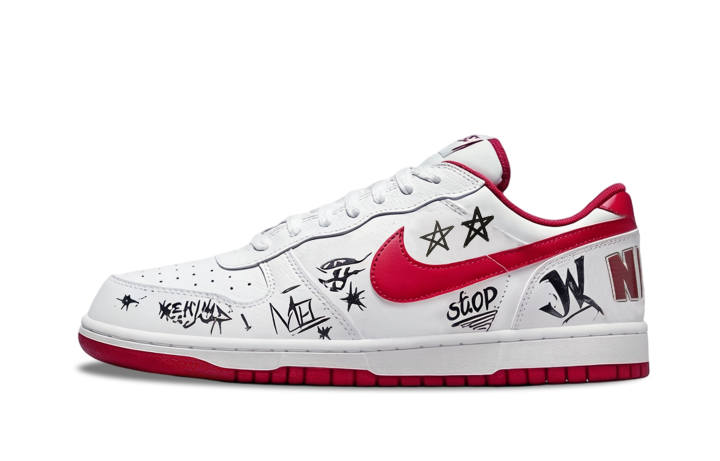 Nike Nike Big Disordered Sequence Abrasion Resistant Lightweight Low top Skateboard Shoes Unisex White Red