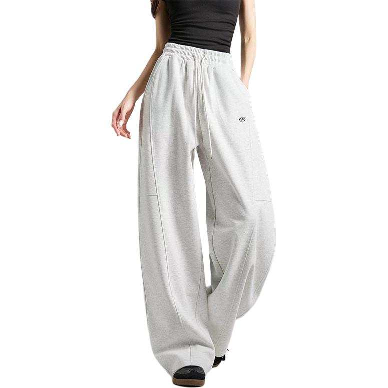 Tonlion Casual Pants Women's Light Beige Gray Moderate Wide Leg Pants