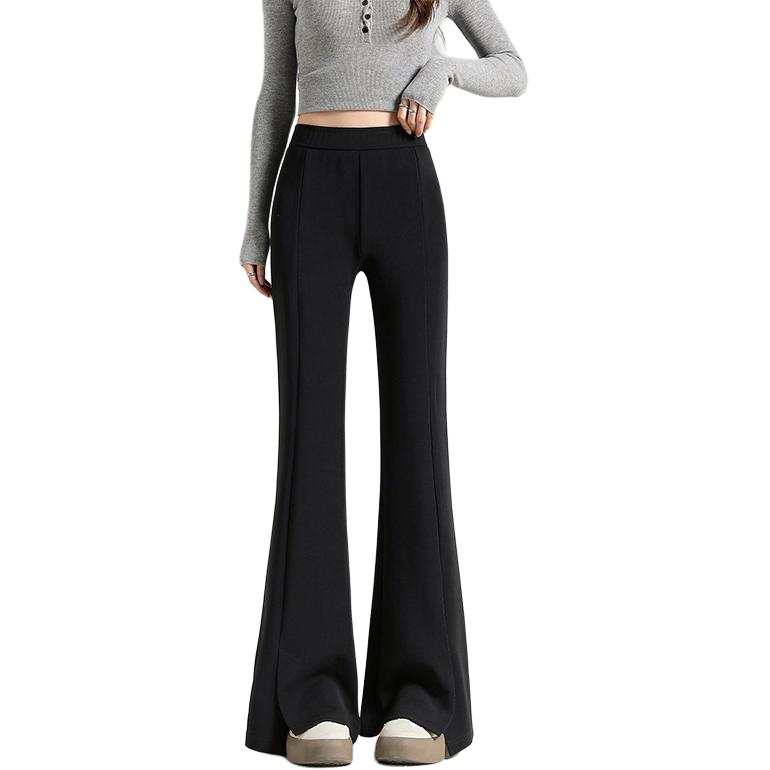 Tonlion Casual Pants Women's Black Moderate Flared Pants