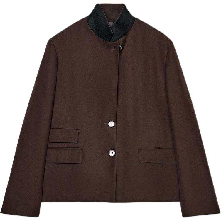 ZARA ZW Business Suits Women's Brown Stand Collar