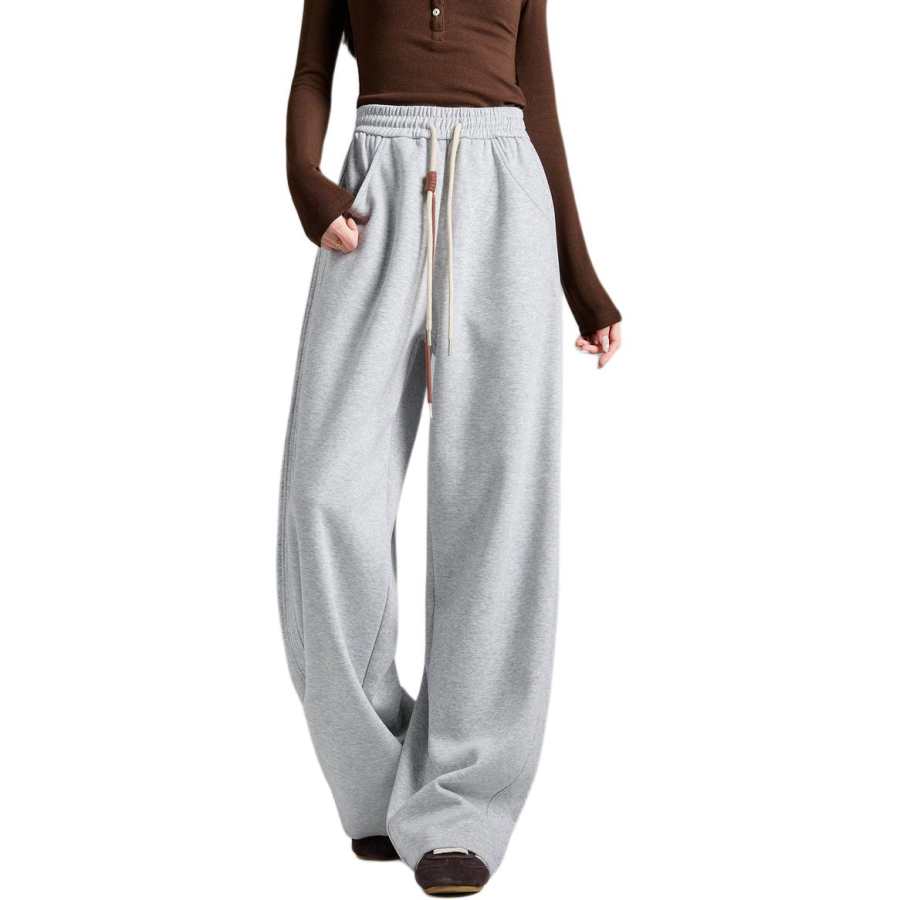 Tonlion Casual Pants Women's Light Heather Gray Moderate Wide Leg Pants