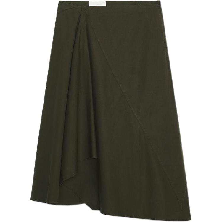 ZARA Casual Long Skirts Women's Dark Khaki Moderate Midi Skirt Other