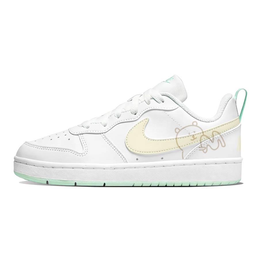 Nike Nike Court Borough Synthetic Leather Abrasion Resistant Slip Resistant Low top Skateboard Shoes Yellow White Teenagers