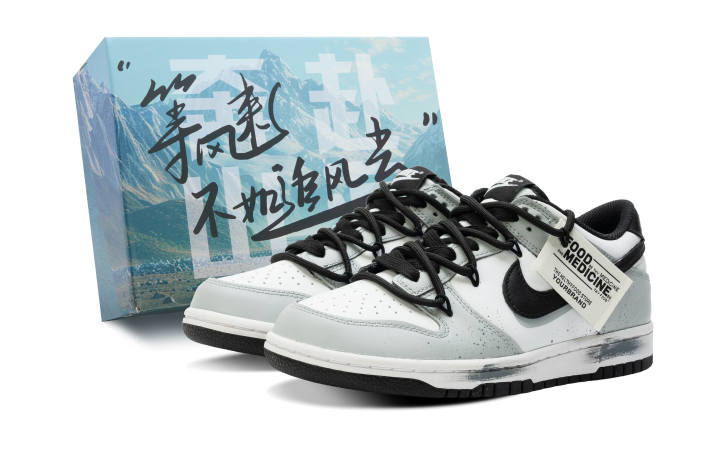 Nike Nike Dunk Slip Resistant Abrasion Resistant Low top Skateboard Shoes GS Women's Black Gray