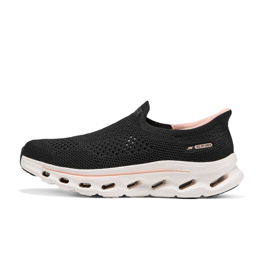 Skechers GO WALK GLIDE STEP 2.0 Cushioning Breathable Support Rebound Walking Shoes Women's Black/Coral