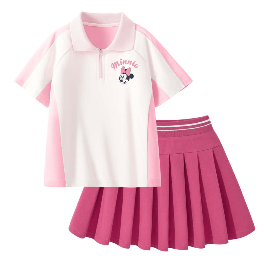 Disney Kids Two Piece Skirt Sets Polo Collar Thin Short