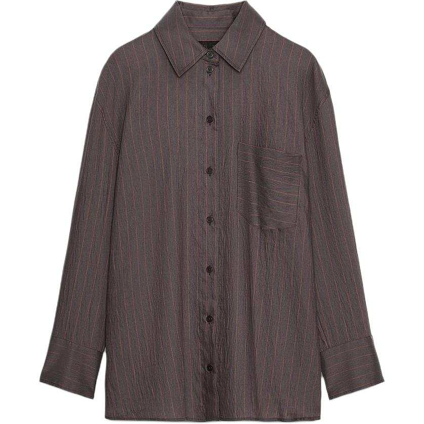 ZARA ZW Shirts Women's Chocolates Brown Lapel Moderate