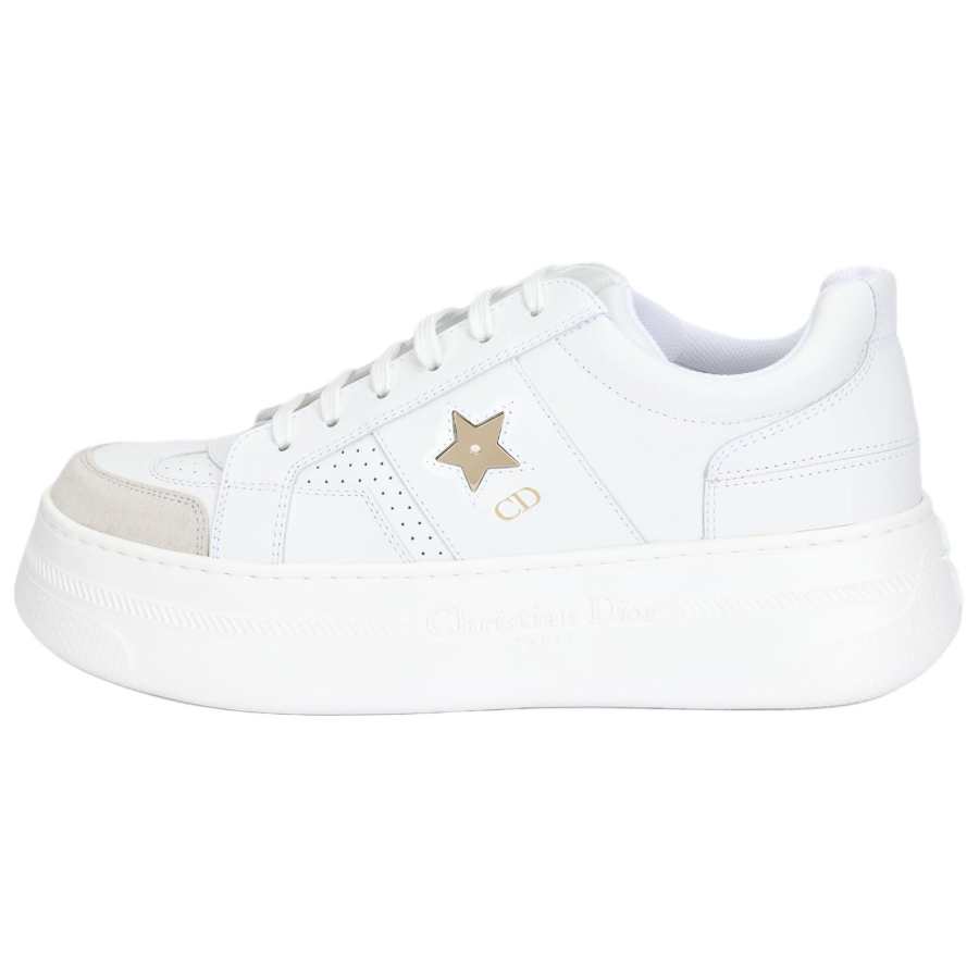 DIOR Star Cow Leather Low top Skateboard Shoes Women's White