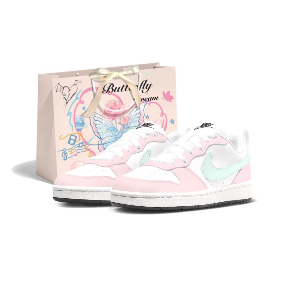 Nike Nike Court Borough Boat Müller Low top Kids' Skateboarding Shoes Pink Blue Teenagers