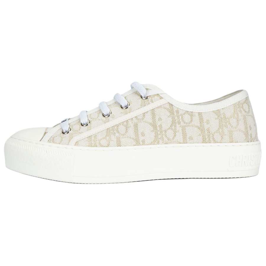 DIOR Walk'n'Dior Platform Shoes Low top Skateboard Shoes Women's White Gold