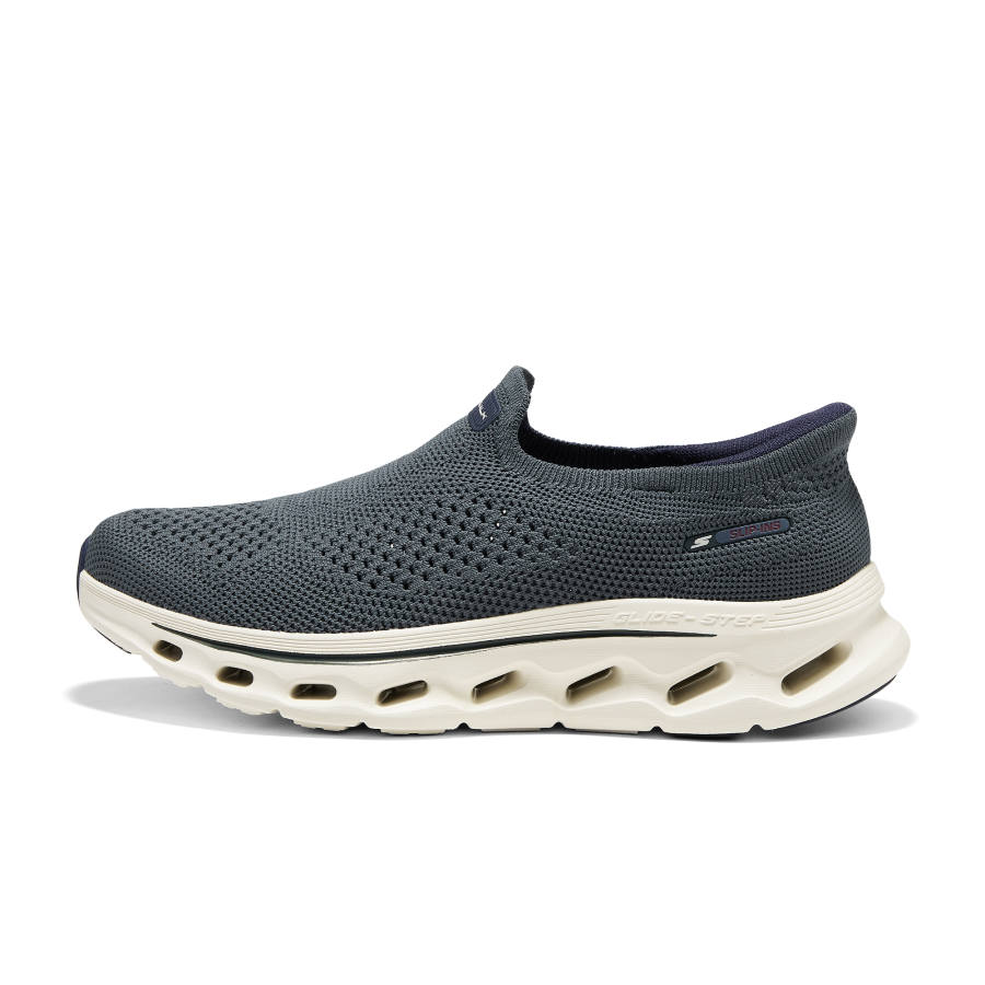Skechers GO WALK GLIDE STEP 2.0 Cushioning Breathable Support Rebound Walking Shoes Men's Dark Gray Blue