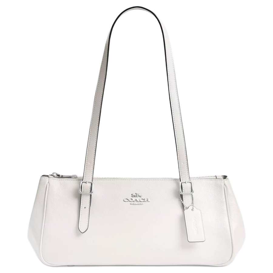 COACH Cow Leather Bowling Bag, Shoulder Bag Large Women's White