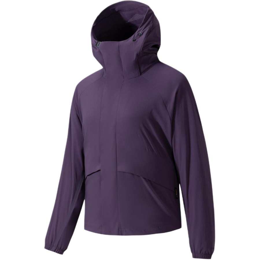 ANTA Jackets Women's Colored Glaze Purple Hooded Moderate Wind Shell