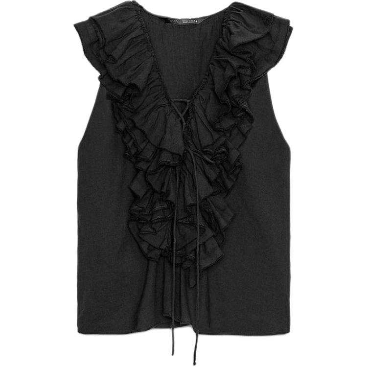 ZARA ZW Tank Tops Women's Black V Neck Other