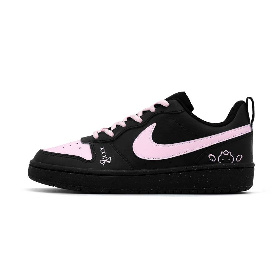 Nike Nike Court Borough Abrasion Resistant Slip Resistant Low top Kids' Skateboarding Shoes Black Pink