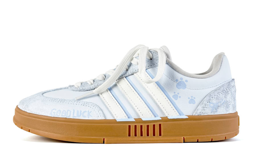 Adidas Adidas GRADAS Laimofang Box, Light Blue Wish Leather Coverage Slip Resistant Low top Skateboard Shoes Women's