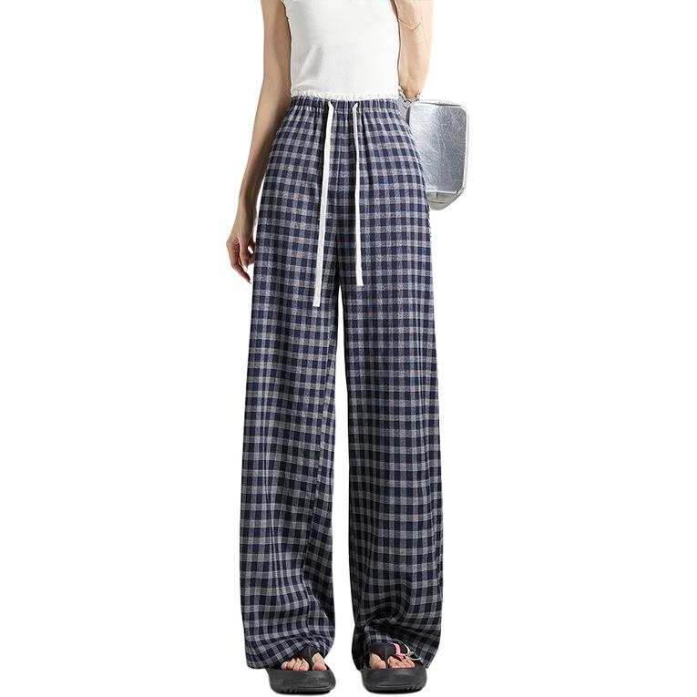 Tonlion Casual Pants Women's Navy Blue Moderate Wide Leg Pants