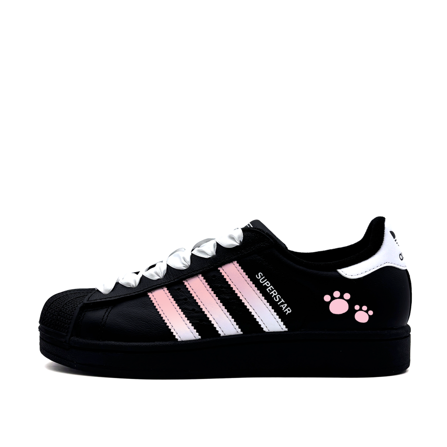 Adidas Originals Superstar 2 Light Pink Claw Leather Low top Kids' Skateboarding Shoes Black Pink Teenagers