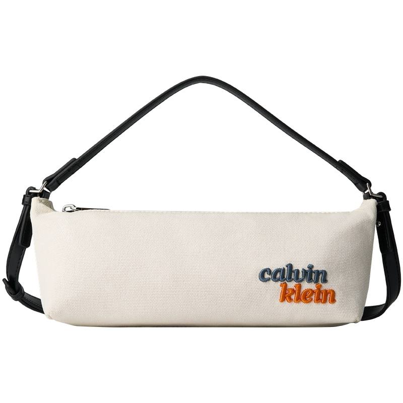 CALVIN KLEIN Fabric Shoulder Bag, Handbag Regular Women's Ivory White