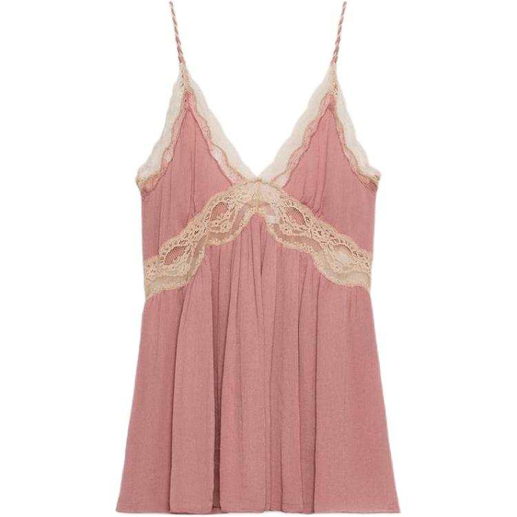 ZARA Camisoles Women's Pink V Neck Moderate