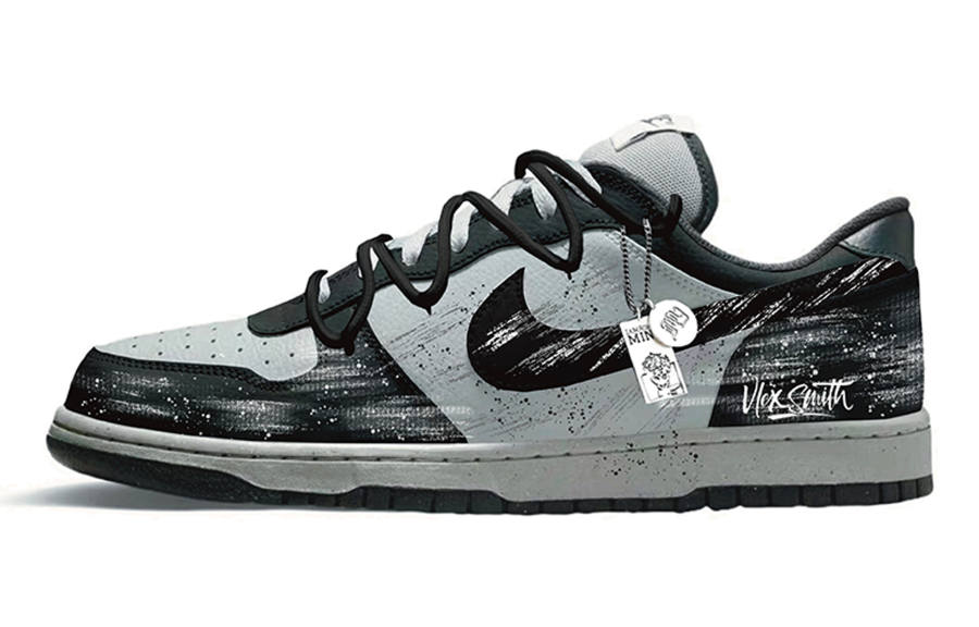 Nike Nike Big Eclipse Knight Abrasion Resistant Slip Resistant Low top Skateboard Shoes Men's Black White Gray