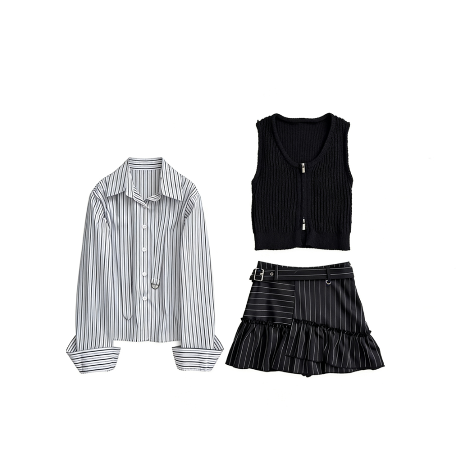 CPAURA Two Piece Skirt Sets Women's Lapel Moderate