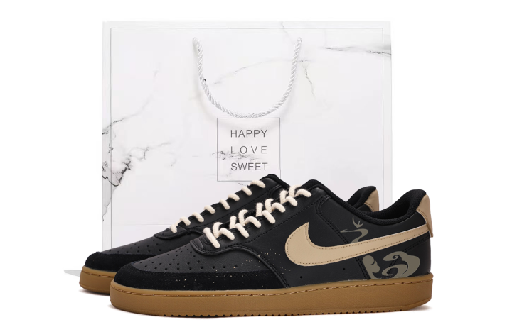 Nike Nike Court Vision Low top Skateboard Shoes Unisex Black Yellow