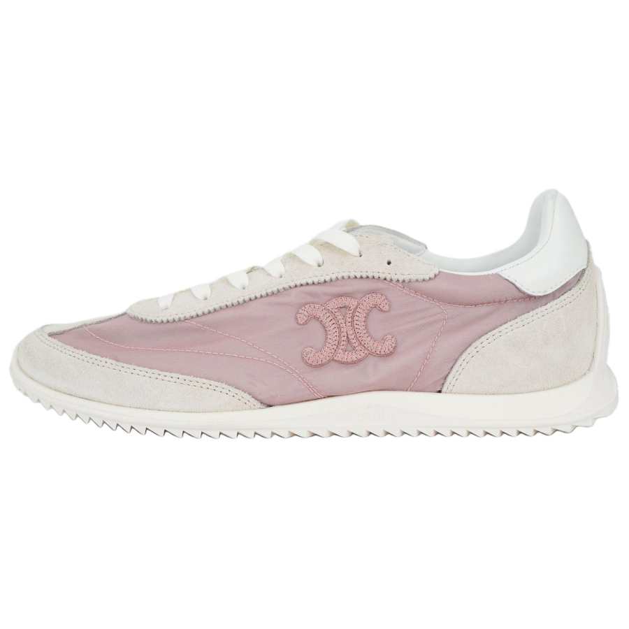 CELINE Racer Textile, Split Cow Leather Low top Casual Shoes Women's Rose Pink