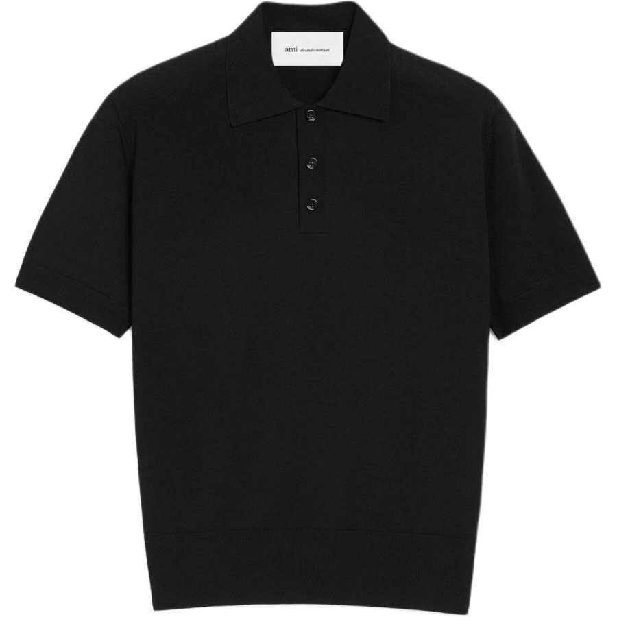 AMIPARIS Polo Shirts Men's Black Polo Collar Moderate Nipped In Waist