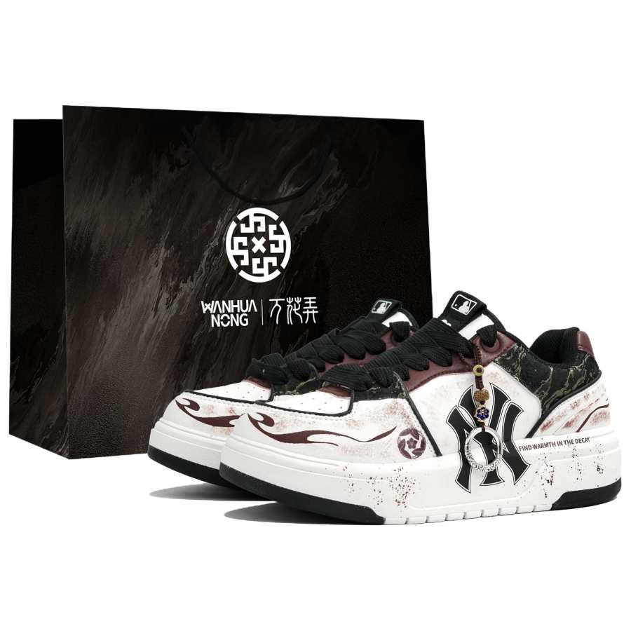 MLB Chunky Liner Myriad Flowers, Ink Sorrow, Shopping Bag Abrasion Resistant Low top Skateboard Shoes Unisex Black Red