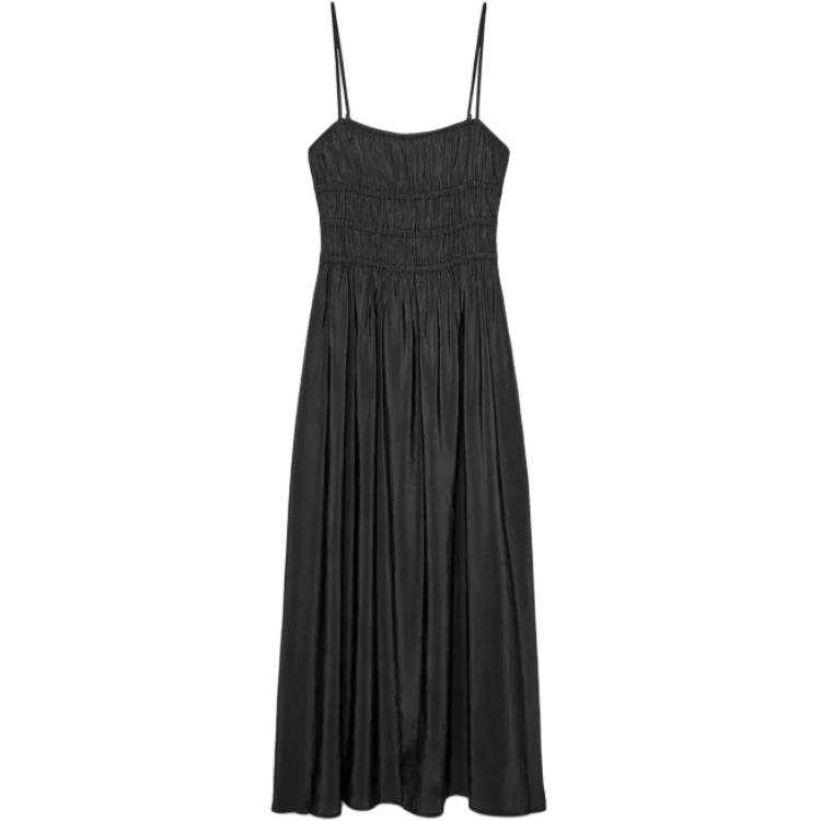 ZARA Slip Dresses Women's Black Square Collar Moderate