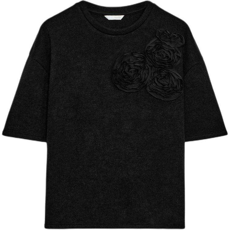 ZARA T Shirts Women's Black Crew Neck