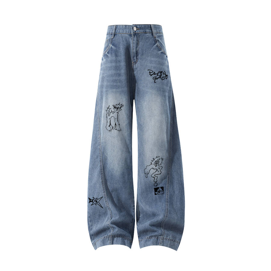 PAL ONGACO Jeans Unisex Blue Moderate Scimitar Pants