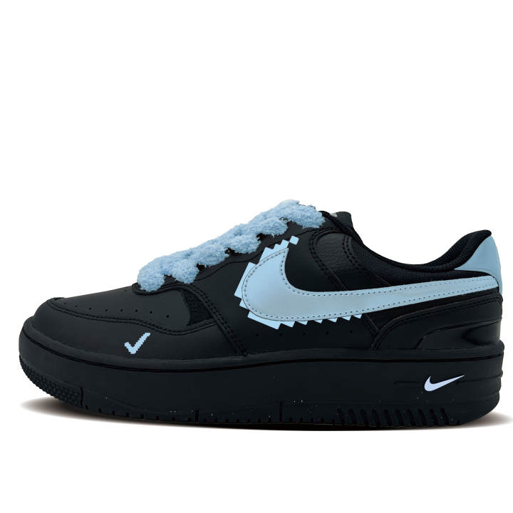 Nike Nike Gamma Force Blue Plaid Synthetic Leather Abrasion Resistant Low top Skateboard Shoes Unisex Black