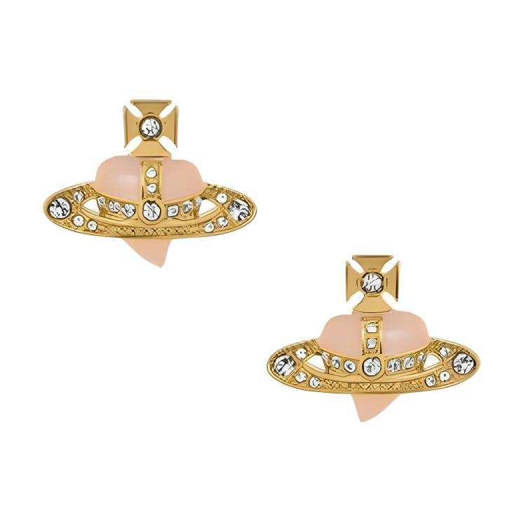 Vivienne Westwood Opal, Enamel, Brass, Gold Plated, Crystal Earrings Women's Peach/Gold
