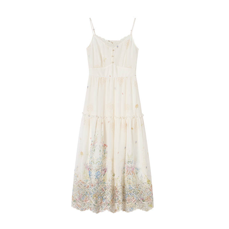 XIANGYING Slip Dresses Women's Beige Yellow V Neck Thin Mid Length