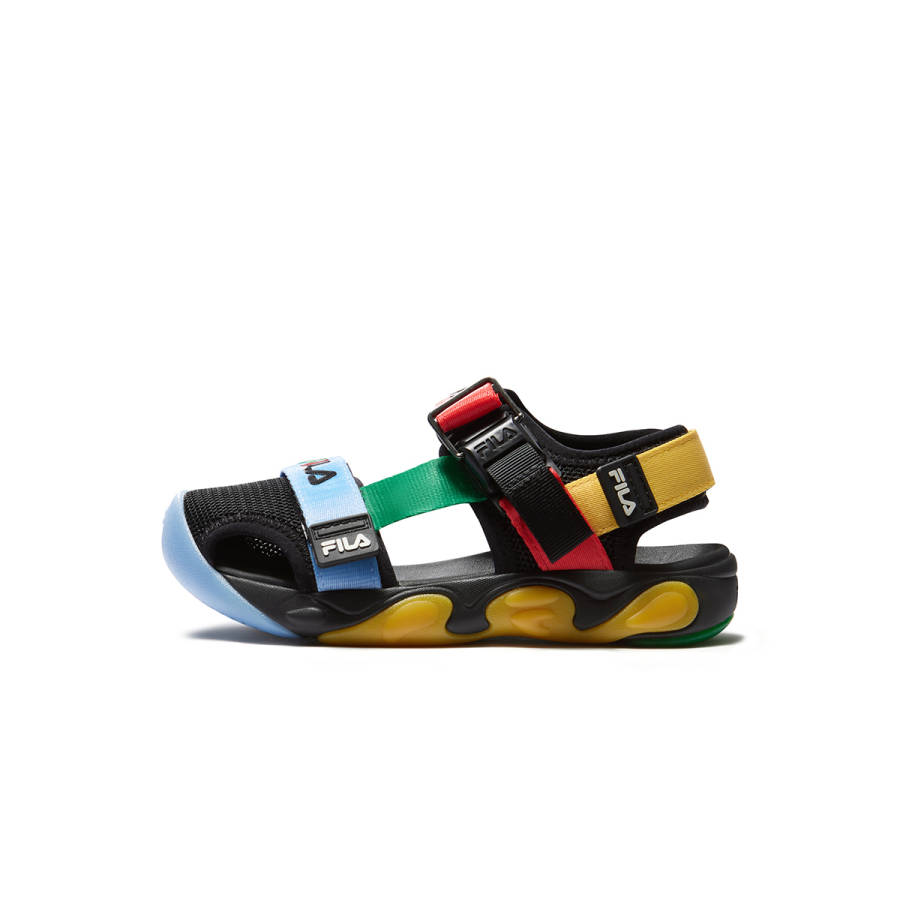 FILA KIDS SEASON FSW Synthetic Leather, Textile Breathable Sandal Black/Fire Red Kids'