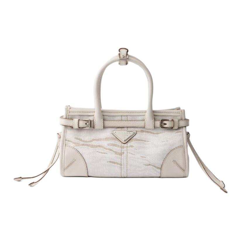 PRADA PRADA Bonnie Cow Leather Handbag Small Women's White