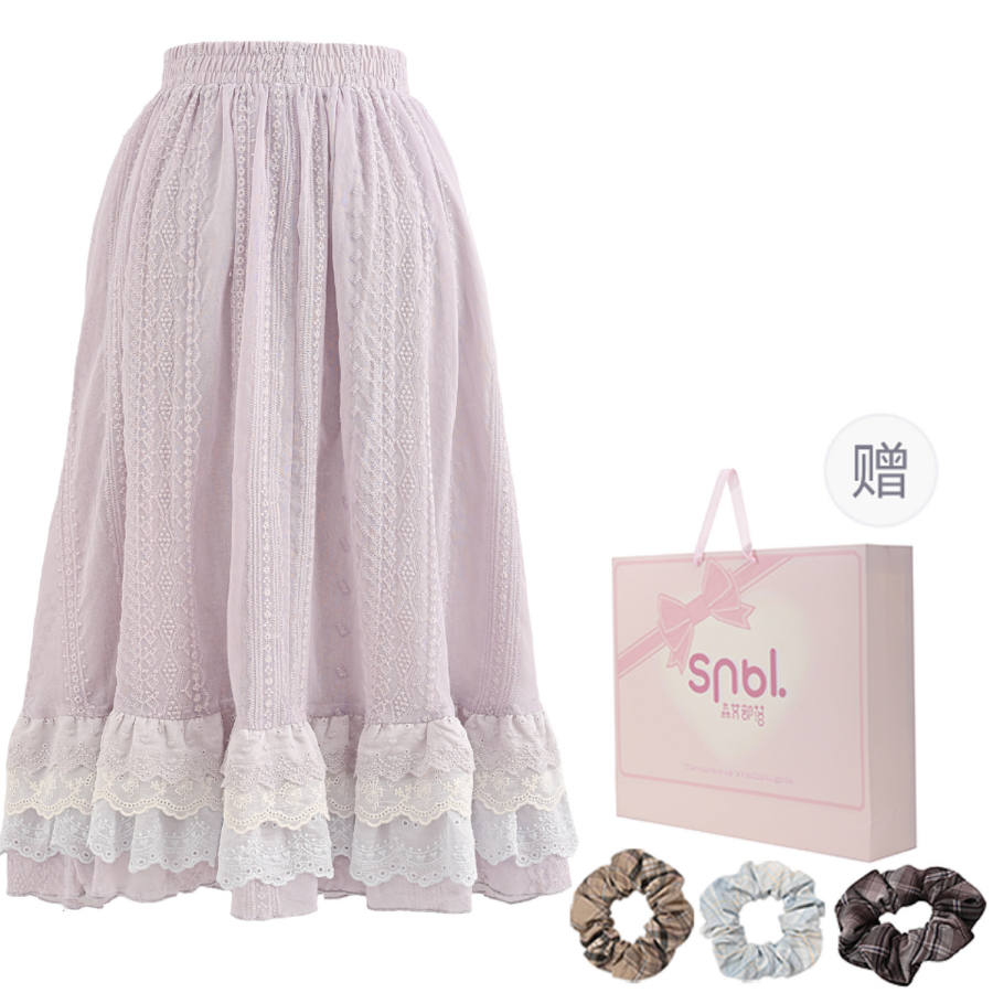 SNBL Casual Long Skirts Women's Purple Moderate Mid Length A Line Skirt