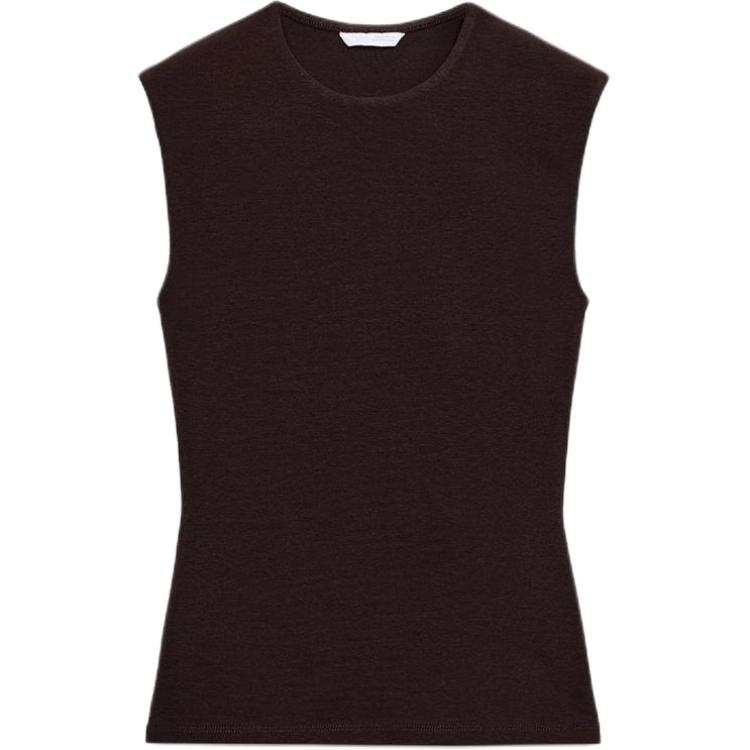 ZARA T Shirts Women's Brown Crew Neck