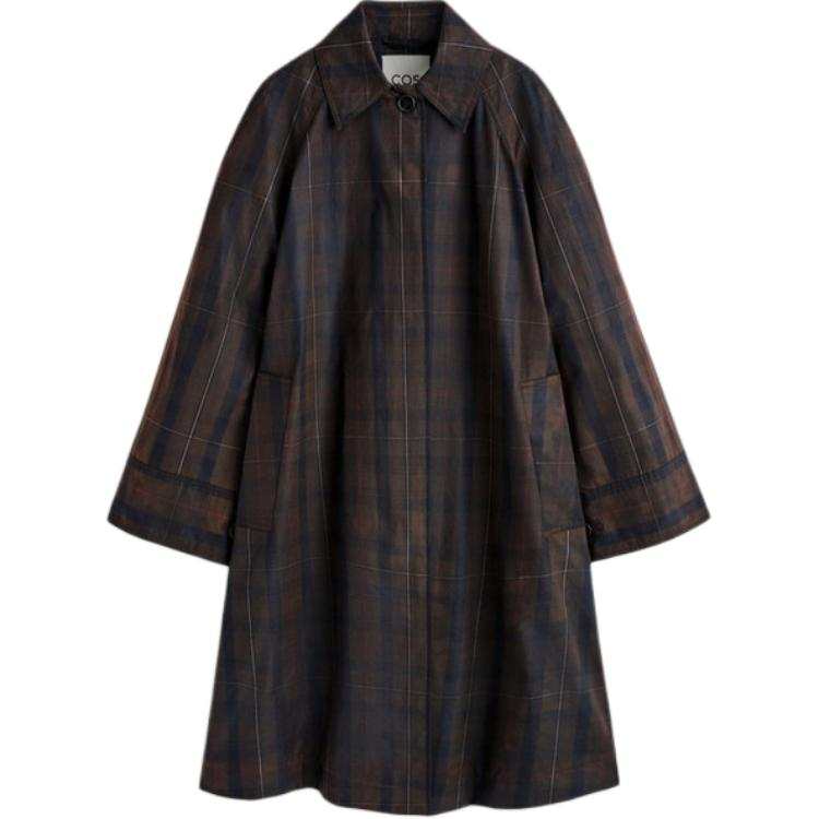 COS Trench Coats Women's Khaki/Plaid Lapel Moderate
