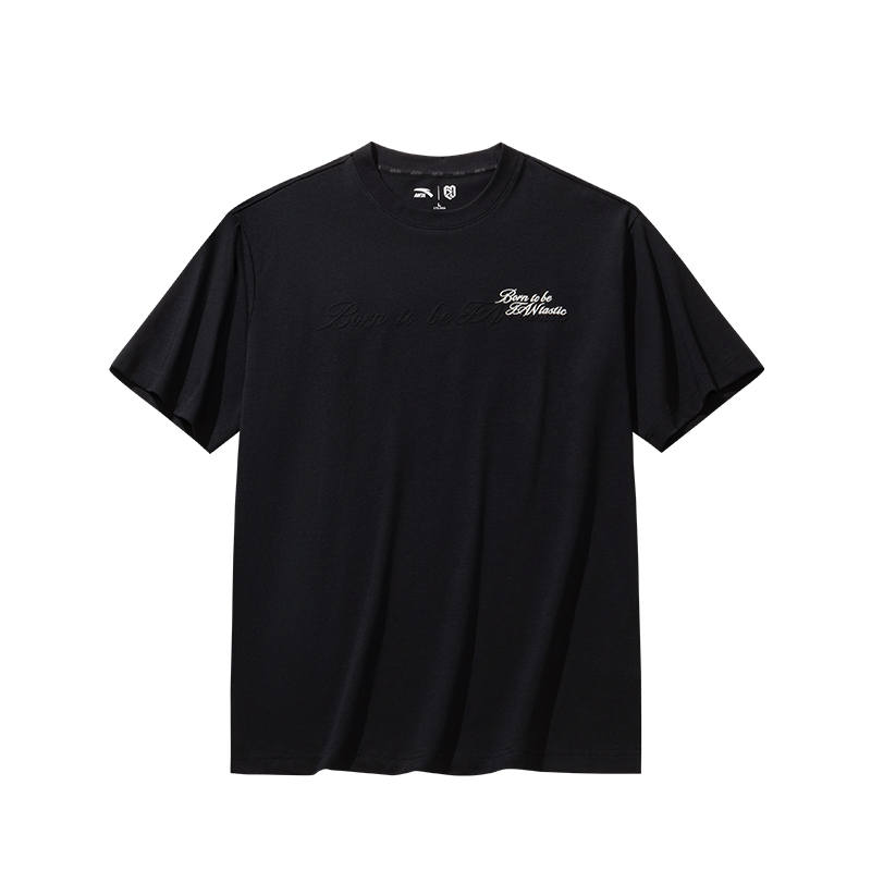 ANTA T Shirts Unisex Black Crew Neck Moderate Straight Fit